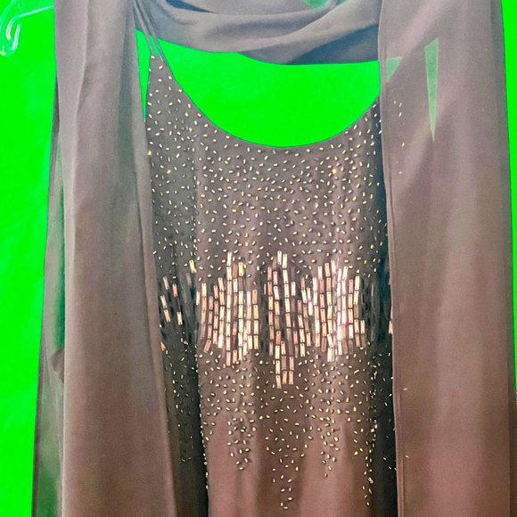 Brown Dress with Sequins and Wrap - Picture 1 of 5